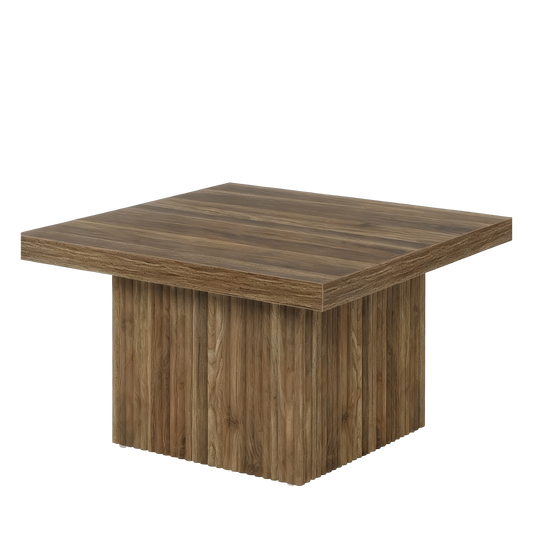 Square Coffee Table, 31.5-Inch Fluted Coffee Table, Mid-Century Modern Living Room Table, Large Cocktail Table for Living
