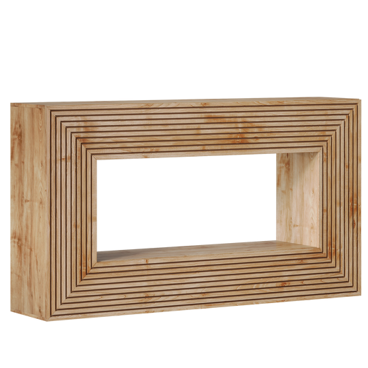 59-Inch Wood Console Table, Farmhouse Fluted Entryway Table with Storage, Long Sofa Table Behind Couch, Rectangular Accent