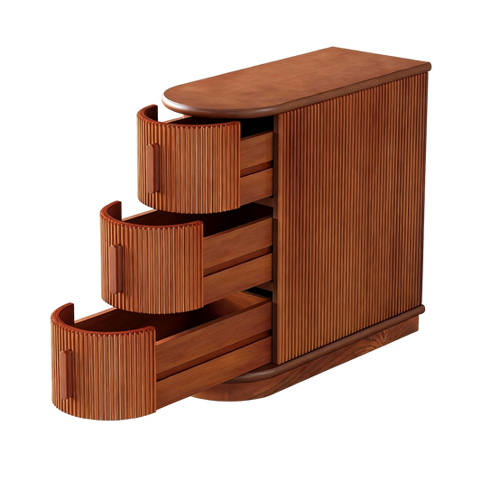3-Drawer Wooden End Table, Modern Sofa Side Table, Narrow Chair Side Table Slim Nightstand