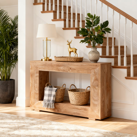 Emoottoo Farmhouse Console Table, 47 Inches Entryway Console Table with Storage, Industrial Hallway Accent Table for Living Room, Entrance