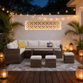 7-Piece Outdoor Rattan Sectional Dining Set, 9-Seat All-Weather Wicker Sofa