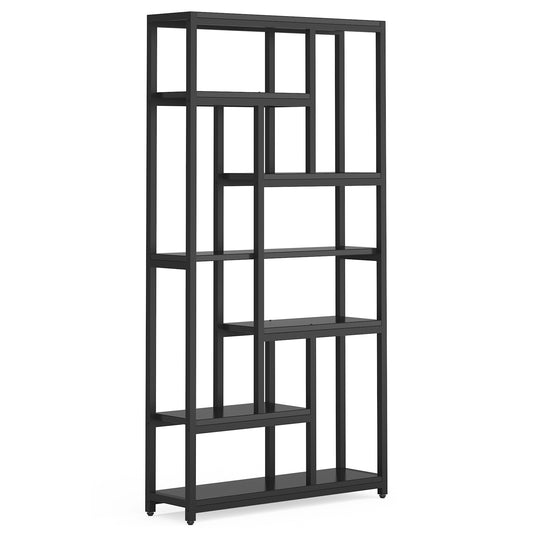 79" Extra Tall Industrial Etagere Bookshelf, 7-Tier Black Bookcase with 10 Open Shelves for Home Office - product image 2