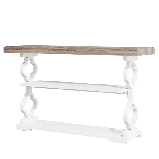 Farmhouse Console Table, 55 inch Long Sofa Table with Storage Shelves, 3 Tier Wood Accent Entry Table - product image 2