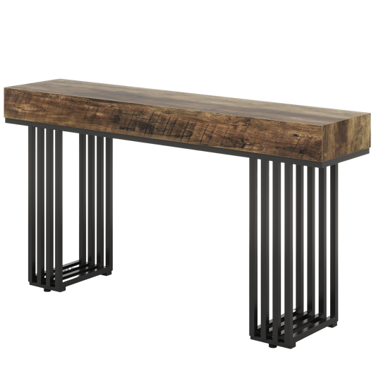 55-Inch Console Table for Entryway, Industrial Hallway Table with Stylish Metal Frame, Sofa Foyer Table for Living Room