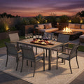 Set of 6 , Grey Aluminum Outdoor Patio Chair, All Weather Textilene Patio Chairs