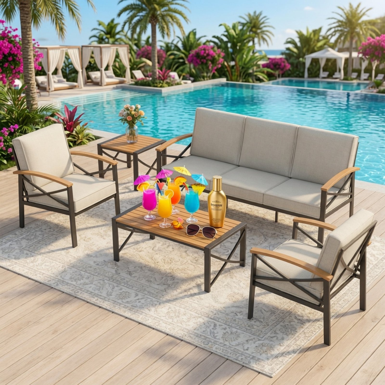 18.9" Black Square Side Heavy-Duty Metal Outdoor Patio End Table - product image 7