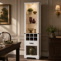 EMOOTTOO 75" Tall White Farmhouse Pantry Cabinet with LED Lights & Wine Rack