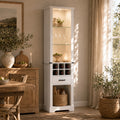 EMOOTTOO 75" Tall White Farmhouse Pantry Cabinet with LED Lights & Wine Rack