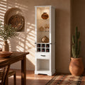 EMOOTTOO 75" Tall White Farmhouse Pantry Cabinet with LED Lights & Wine Rack