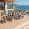 Set of 4, Heavy duty Metal Grey Outdoor Patio Chair, All Weather Textilene