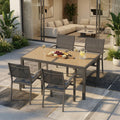 5-Piece Grey Patio Dining Set, 4-Seat All-Weather Heavy Duty HDPS Aluminum Rectangle Table and Textilene Metal Patio Chairs