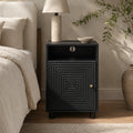 Black | EMOOTTOO 15.7" Nightstand with Charging Station & Storage - product view 6