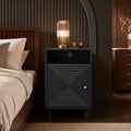 Black | EMOOTTOO 15.7" Nightstand with Charging Station & Storage - product view 13