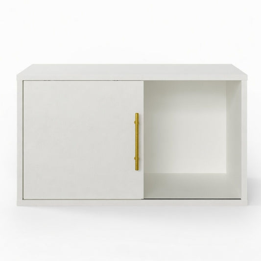 Emootto 24" White Cube Storage Organizer w/ Sliding Door - Stackable Modular Bookshelf & Storage cabinet - View 2