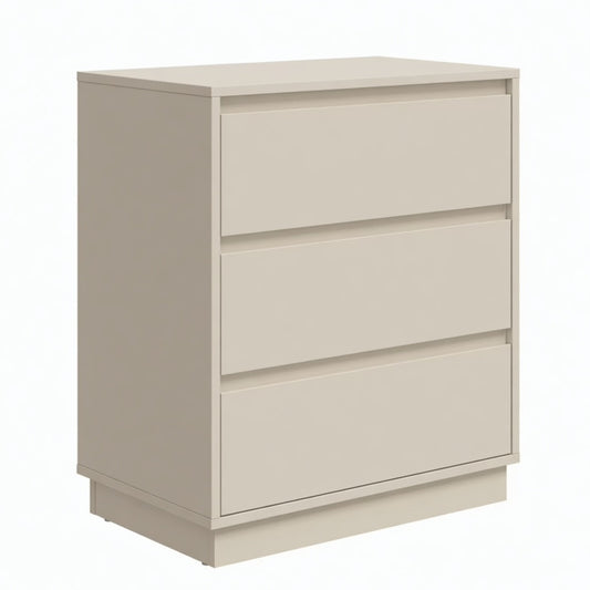 Emootto 23.6” Width Beige 3 Drawer Modern Nightstand - Large Wood Bedroom Side Table - View 2