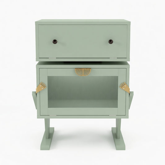 Emootto 20.7" Wide Green Robot LED Nightstand with 360° Rotating Drawer - Modern End Table - View 2