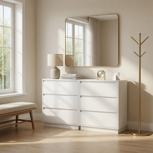Emootto Set of 2, 23.6 Wide White Large Morden Wood Nightstand with 3 Drawers - View 1