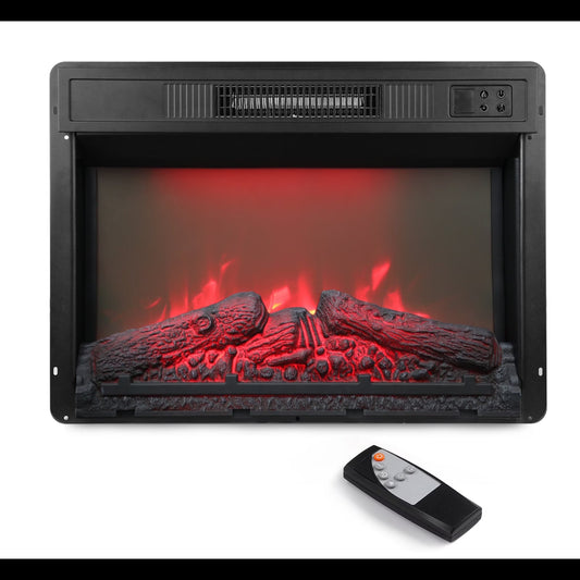 23" Black Electric Fireplace Insert Heater with Multicolor Flames, Remote & Timer - product image 2
