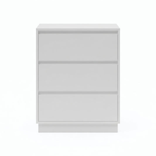 Emootto 23.6” Width White 3 Drawer Modern Nightstand - Large Wood Bedroom Side Table - View 2
