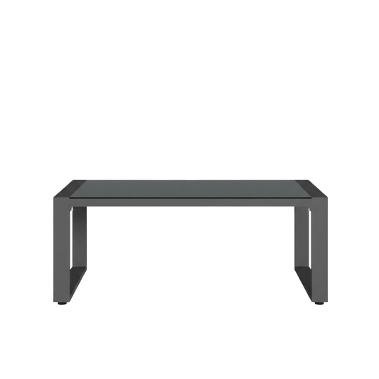 44" Modern Aluminum Outdoor Coffee Table, Rust-Proof Frame with Tempered Glass Top, U-Shaped Stability Legs & Adjustable