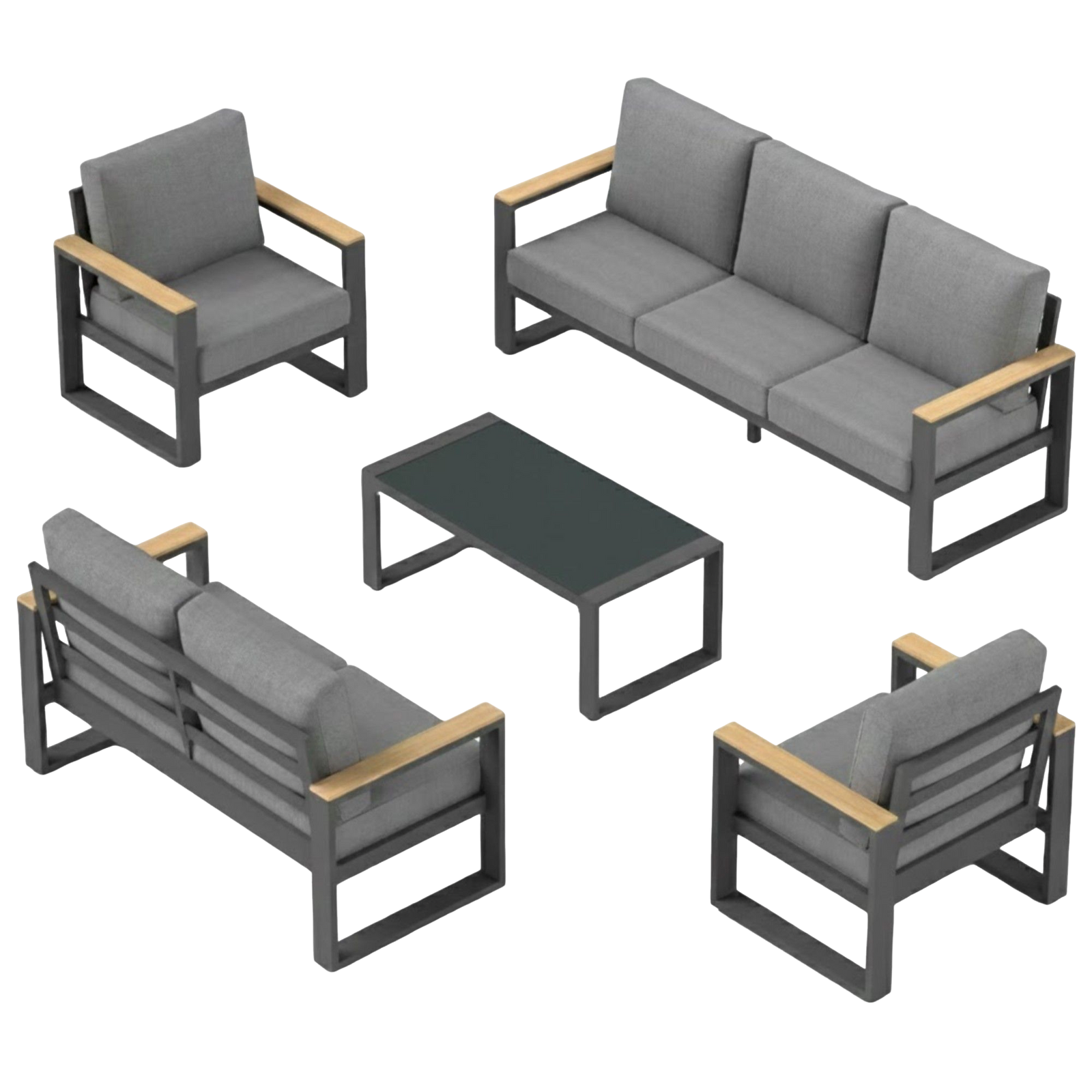 5-Piece Aluminum Outdoor Conversation Set, 7-Seat Patio Furniture Suite - product image 2