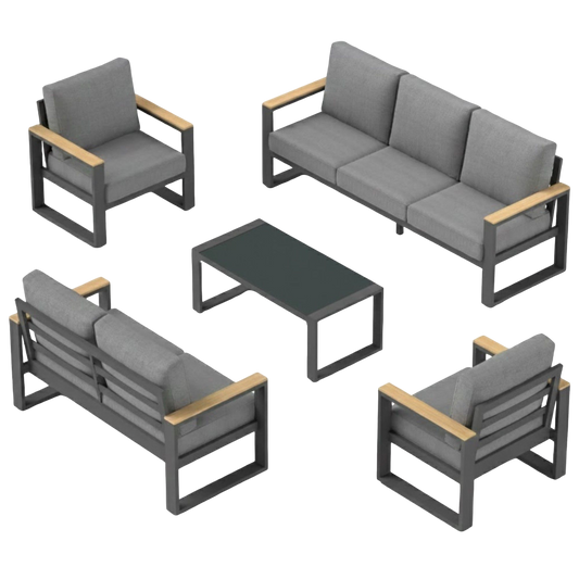 5-Piece Aluminum Outdoor Conversation Set, 7-Seat Patio Furniture Suite - product image 2
