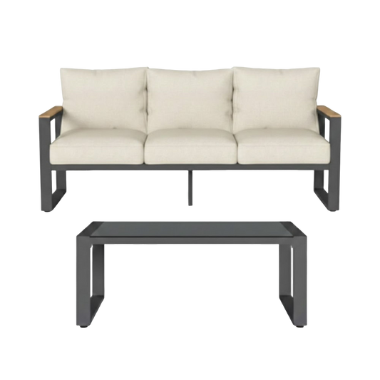 2-Piece Modern Aluminum Outdoor Sofa Set, 75" 3-Seat Patio Couch - product image 2