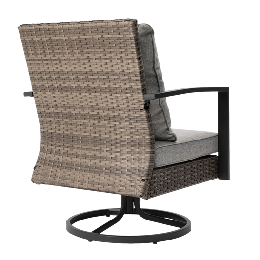 Outdoor Swivel Rocker Patio Chairs Set of 2, All-Weather Hand-Woven PE Rattan