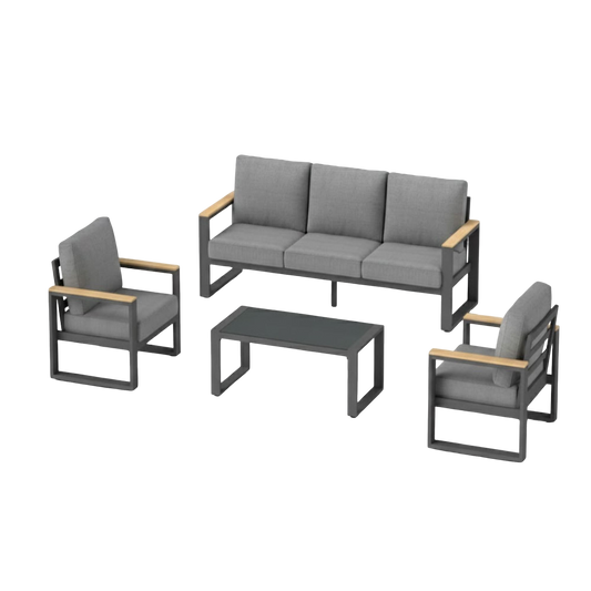 4-Piece Modern Aluminum Outdoor Conversation Set, 5-Seat Patio Lounge Furniture - product image 2