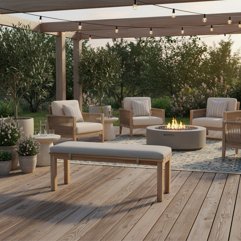 49" All-Weather Aluminum Outdoor Bench, Wood-Look Hand-Painted Texture - product image 7