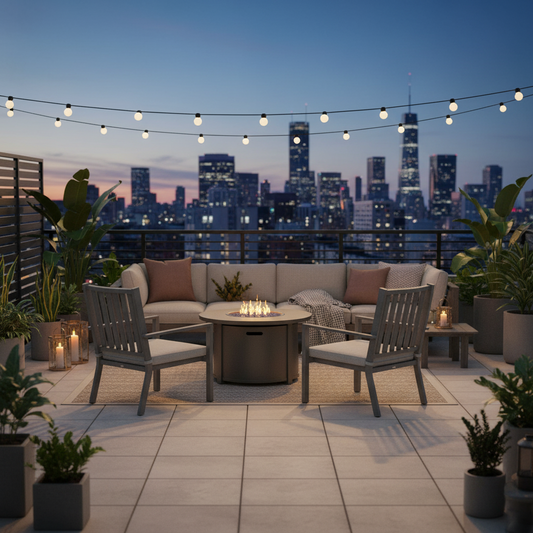 Emootto Modern Farmhouse Outdoor Dining Chairs Set of 4 - All-Aluminum Frame with Wood-Like Texture and Premium Olefin Cushions, Grey
