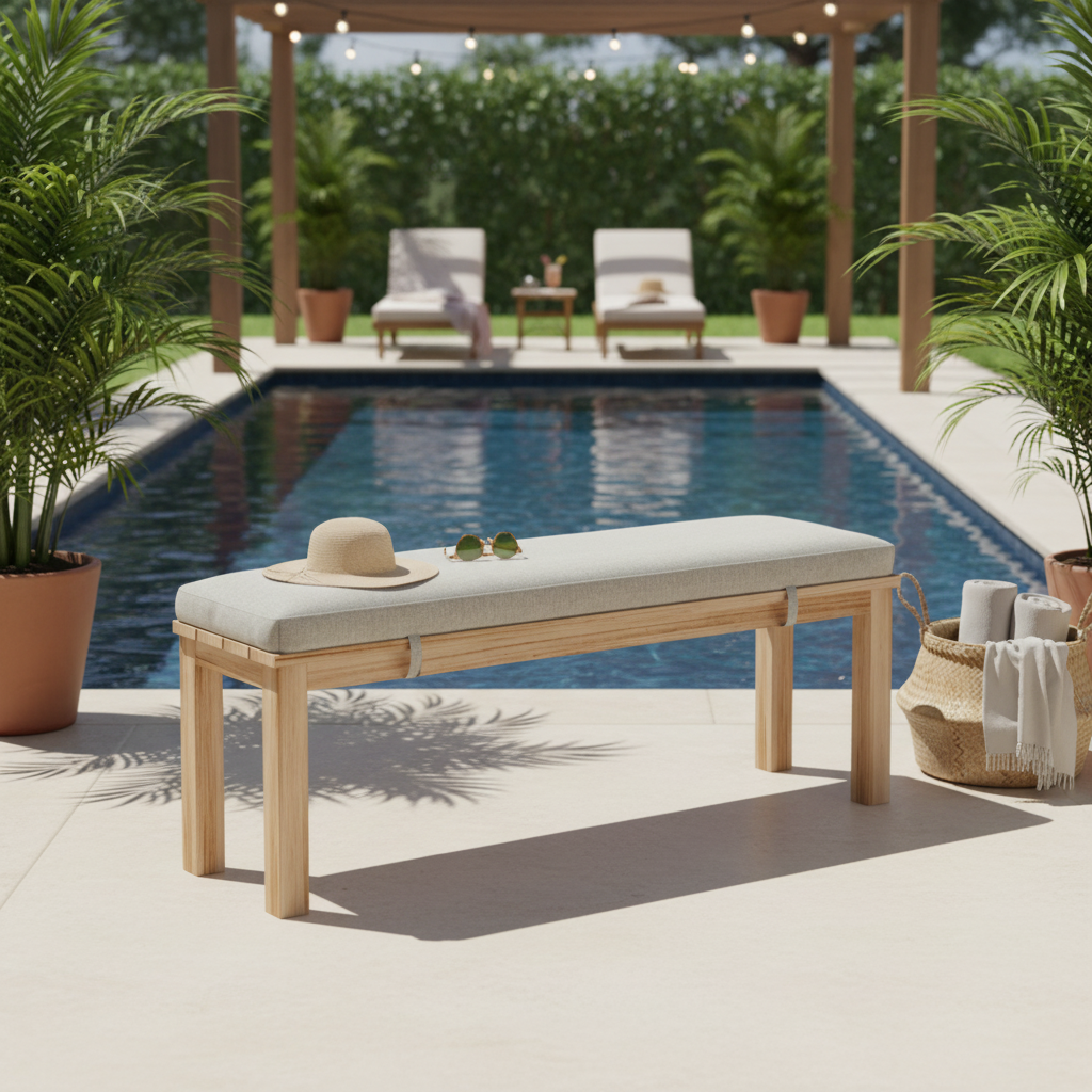 49" All-Weather Aluminum Outdoor Bench, Wood-Look Hand-Painted Texture - product image 5