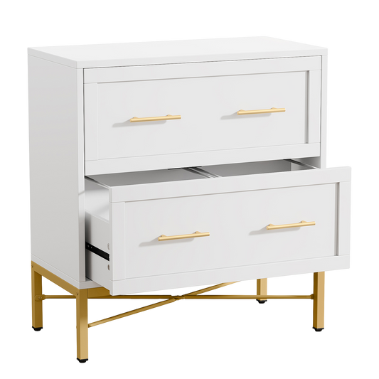 Modern White 2 Drawer File Cabinet, Lateral Filing Cabinet for Letter/Legal/A4 Size, Wood File Storage Cabinets Printer