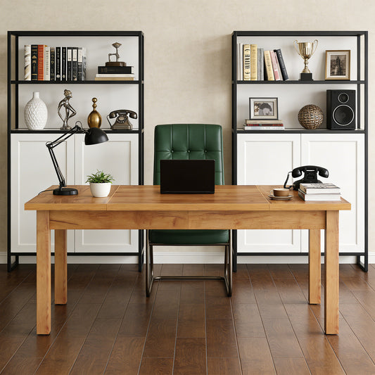 Emoottoo 70 Inch Large Computer Desk, Farmhouse Office Desk Writing Study Desk with Solid Wood Leg's, Executive Desk with Thickened Frame and Board