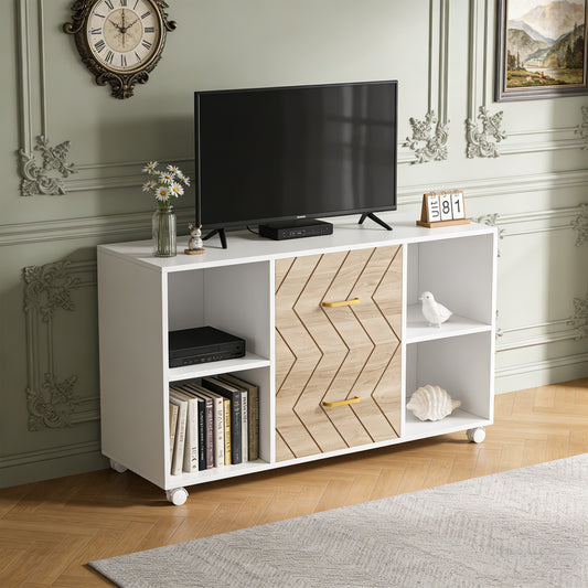 Emoottoo 2 Drawer File Cabinet, Large Mobile Lateral Filing Cabinet for Letter Size, Printer Stand with Storage Shelves and Rolling Wheels for Home Office (White)