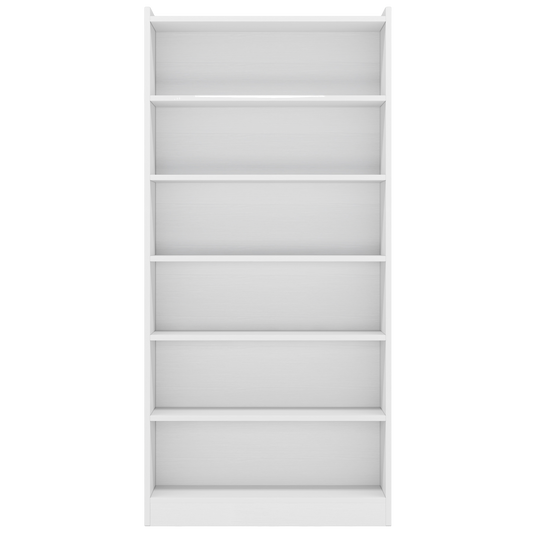 79" Extra Tall 7-Tier Modern White Bookcase, Large Library Display Bookshelf with Full Backboard, 35" Wide Deep Storage
